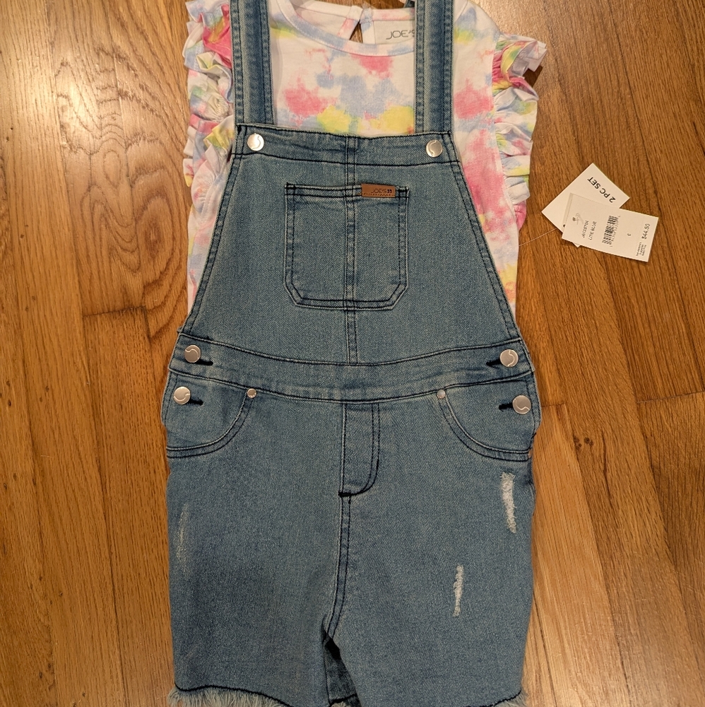 Joe's Jeans girls overalls and tie dye shirt set; size 6 girls NWT